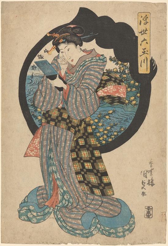 Utagawa Kunisada (Toyokuni III) - Woman Putting on Make-Up