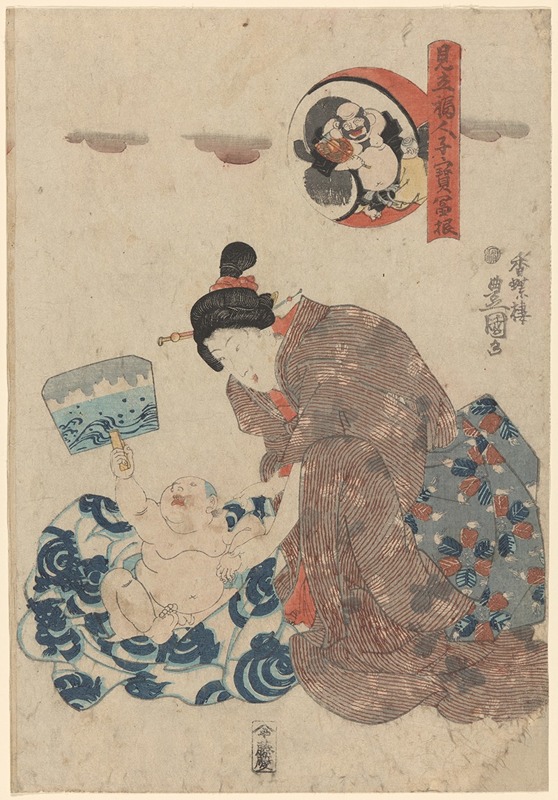 Utagawa Kunisada (Toyokuni III) - Woman Tending Infant