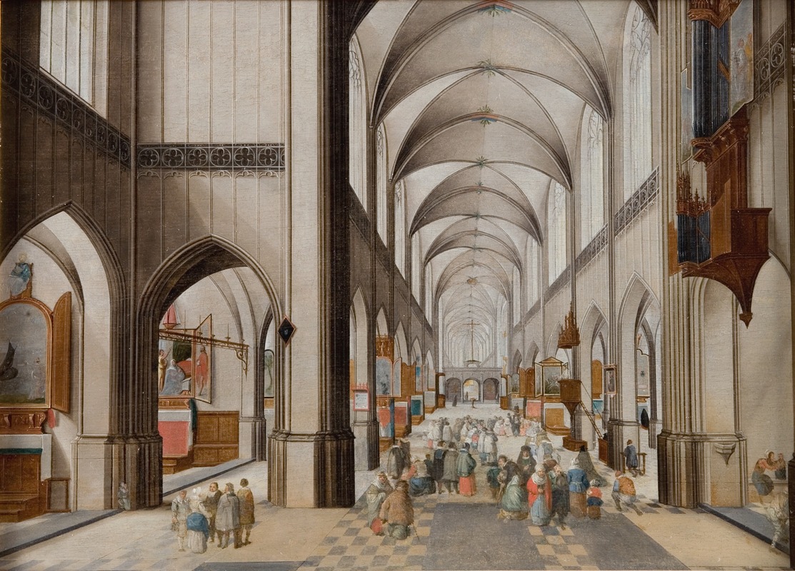Pieter Neeffs the Elder - Interior Of A Three-Aisled Gothic Church During A Sermon