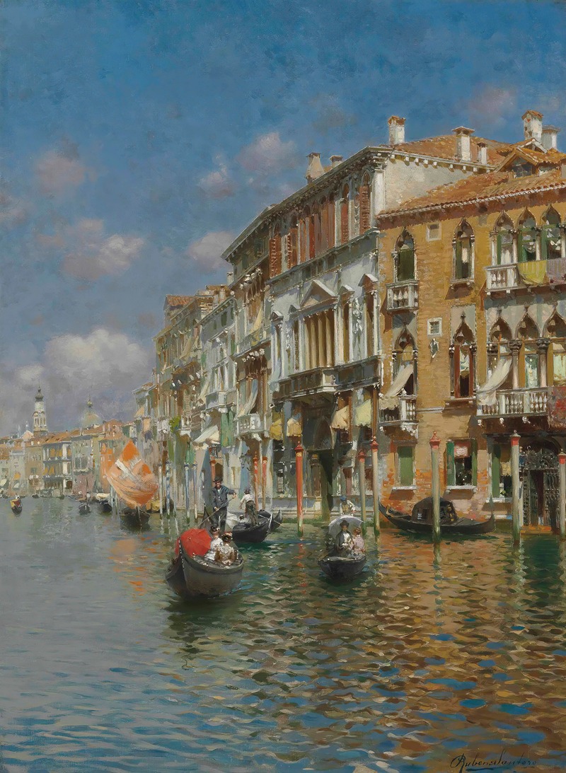 Rubens Santoro - Gondolas On The Grand Canal, Venice