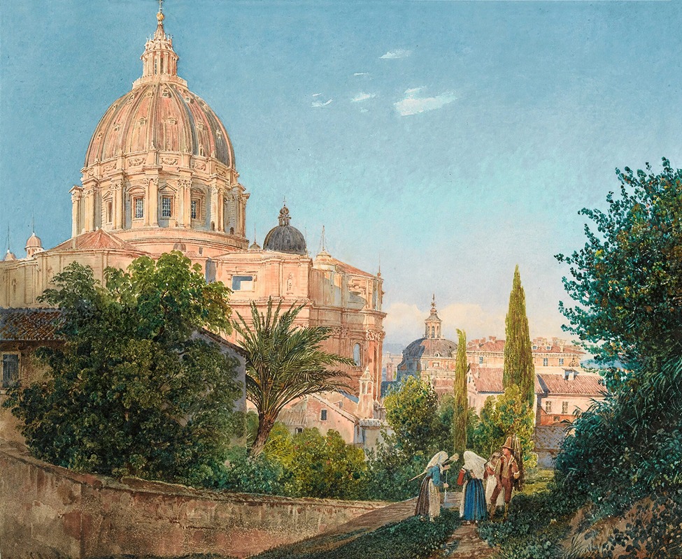 Rudolf von Alt - St Peter’s From The Vatican Garden