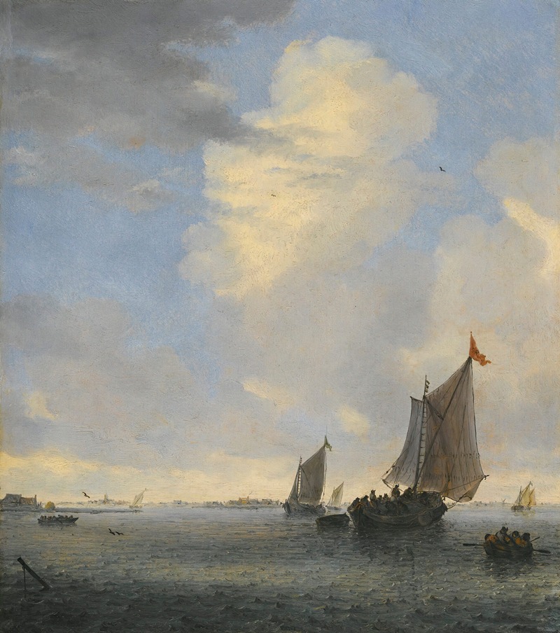 Jacob Salomonsz. van Ruysdael - Wijdschip And Other Small Dutch Vessels At The Mouth Of An Estuary