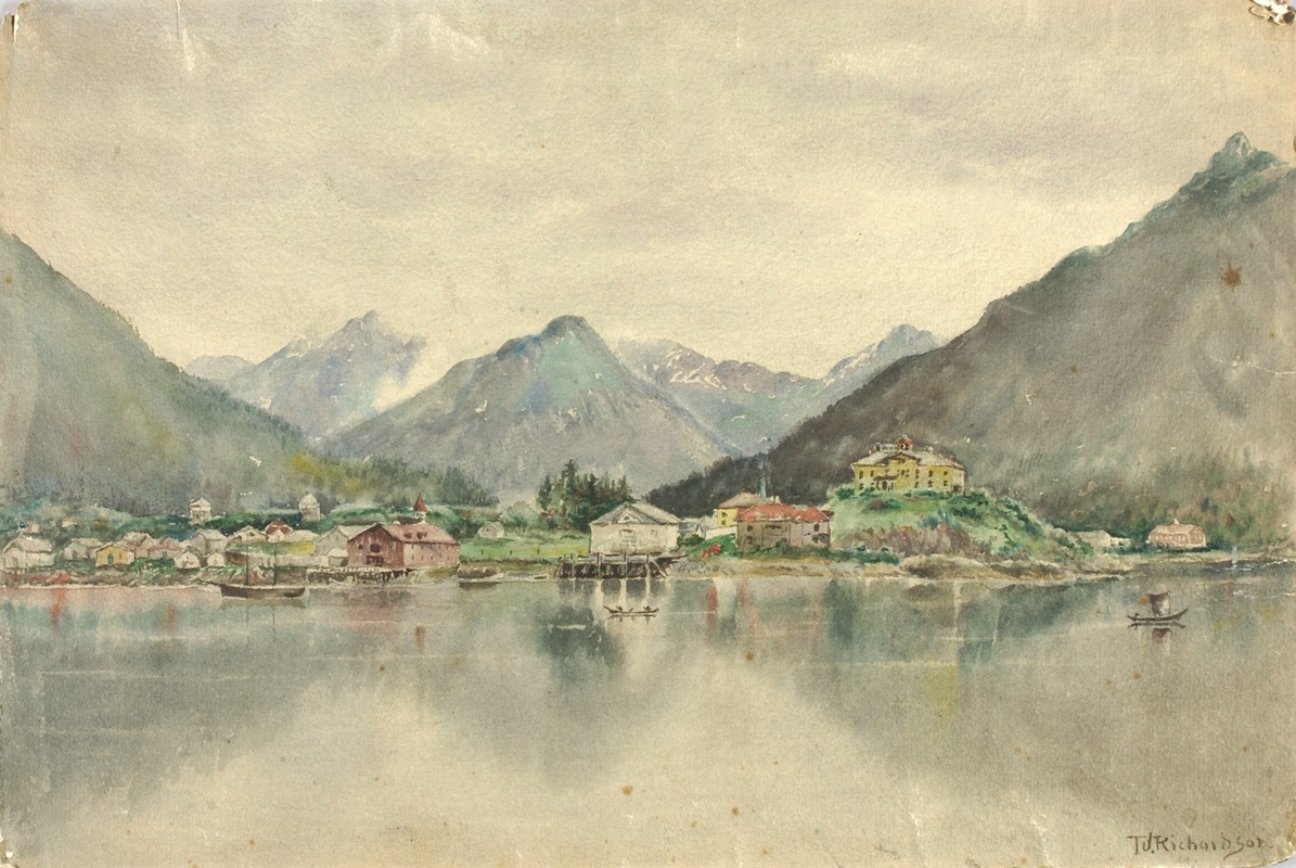Theodore J. Richardson - Sitka From The Islands, Showing Russian Castle, 1888