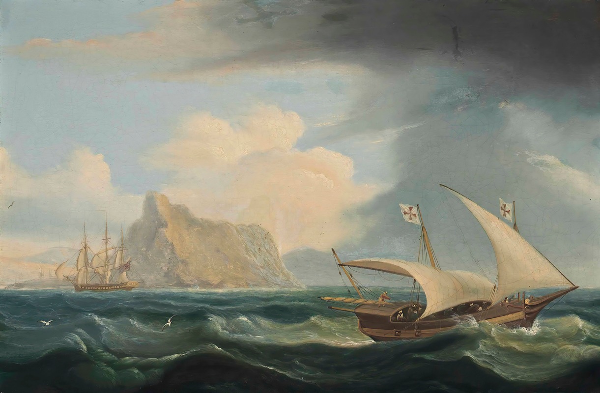 Thomas Luny - A British Warship And A Maltese Xebec In The Straits Of Gibraltar