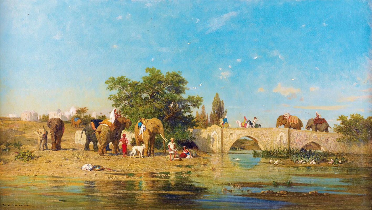 Charles de Tournemine - Elephants By A River