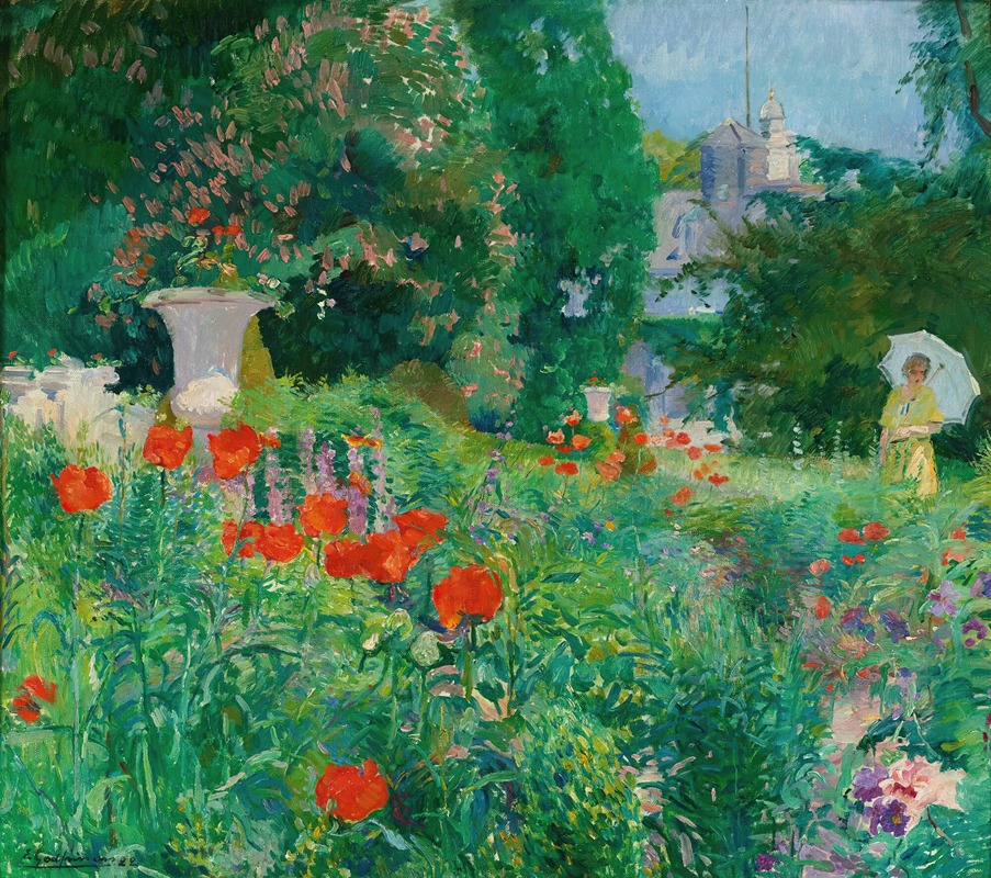 Ernest Jean Joseph Godfrinon - Elegant Dans Le Champ De Coquelicots