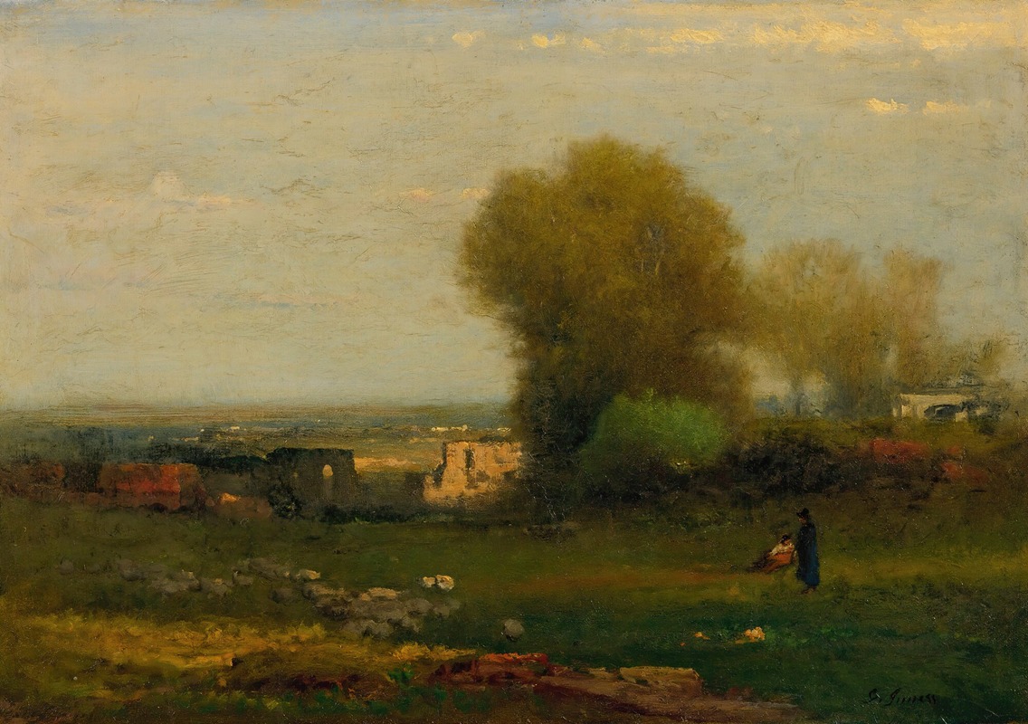 George Inness - By The Old Aqueduct, Campagna, Italy