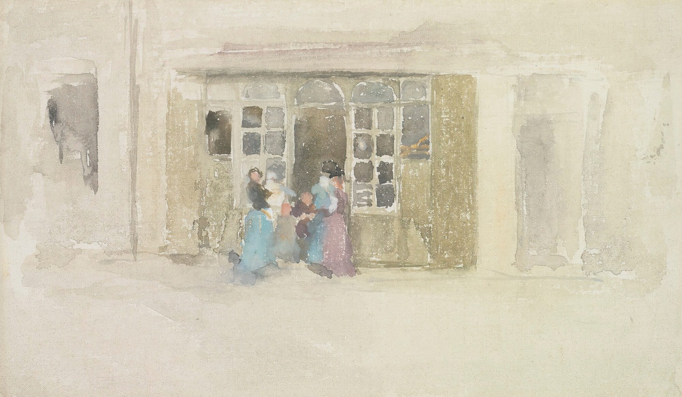 James Abbott McNeill Whistler - Women And Children Outside A Brittany Shop