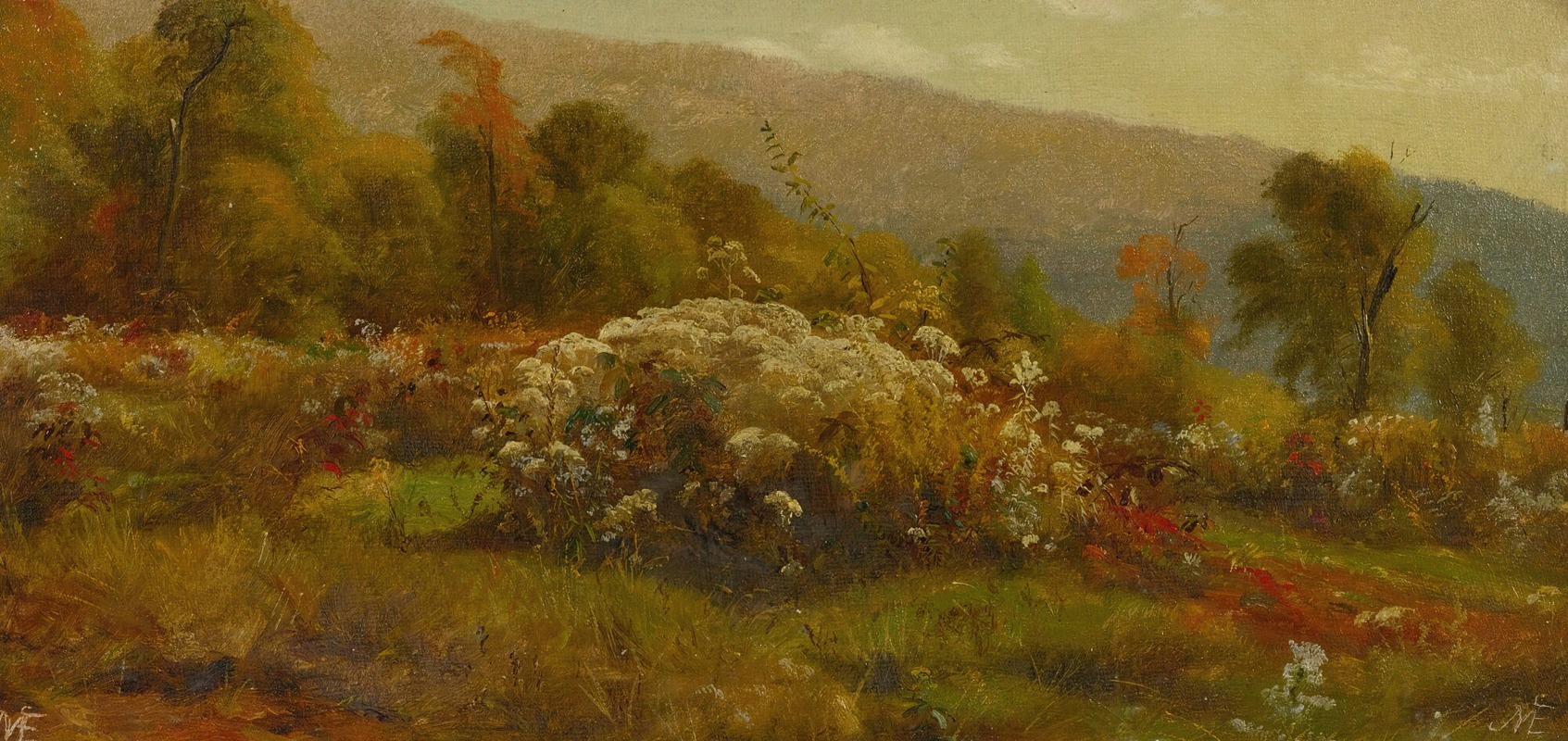Jervis McEntee - Fall Flowers On A Hillside
