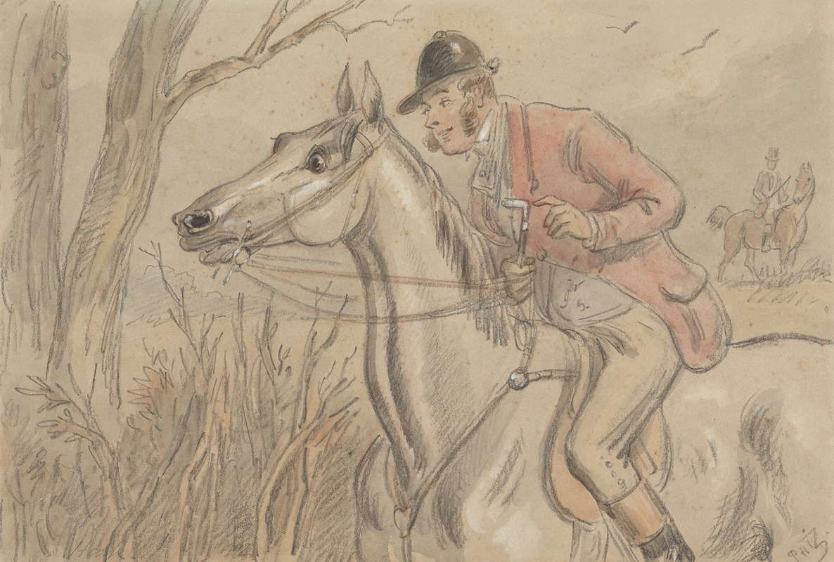 Hablot Knight Browne - ‘Hark’; Startled Horse and Alert Rider