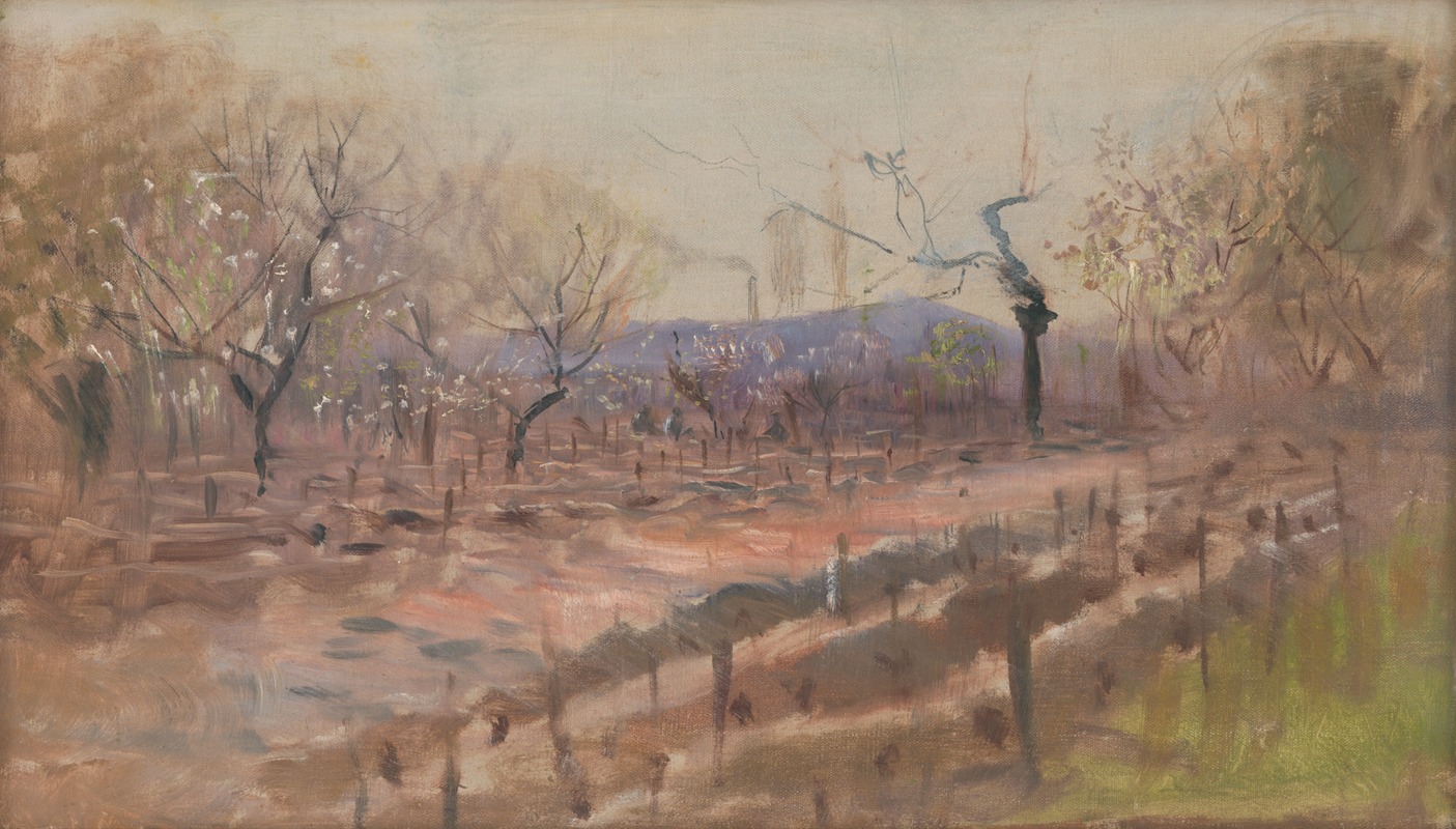 Ladislav Mednyánszky - Spring landscape (Spring in an orchard)