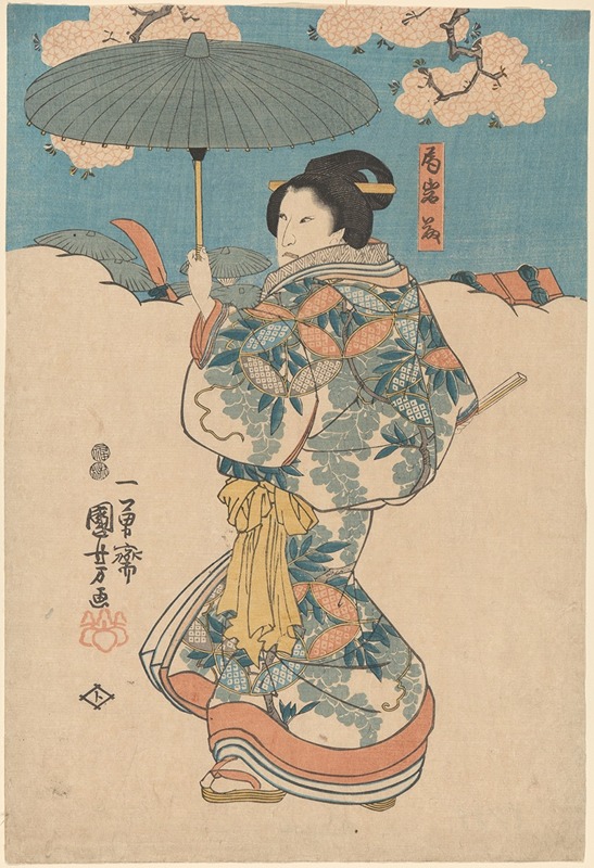 Utagawa Kuniyoshi - Woman with Green Umbrella