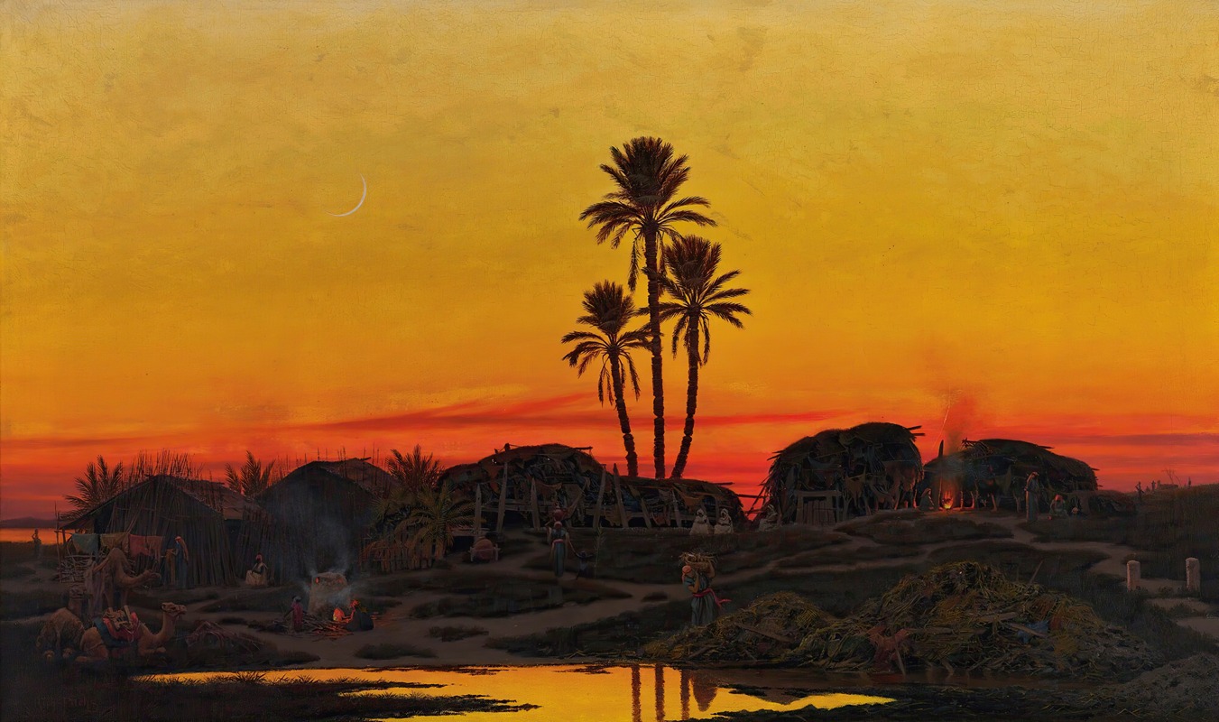 Richard Fuchs - An Arab Camp At Sunset