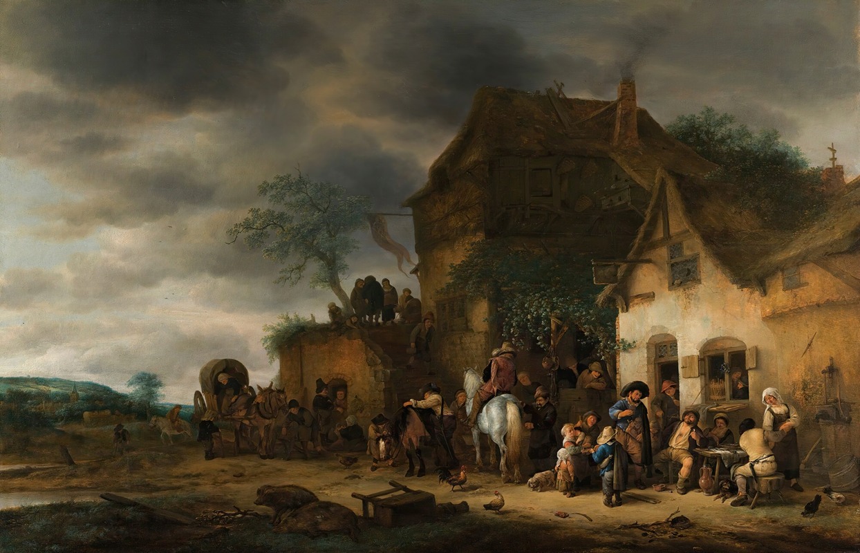 Adriaen van Ostade - Travellers Halted At A Country Inn