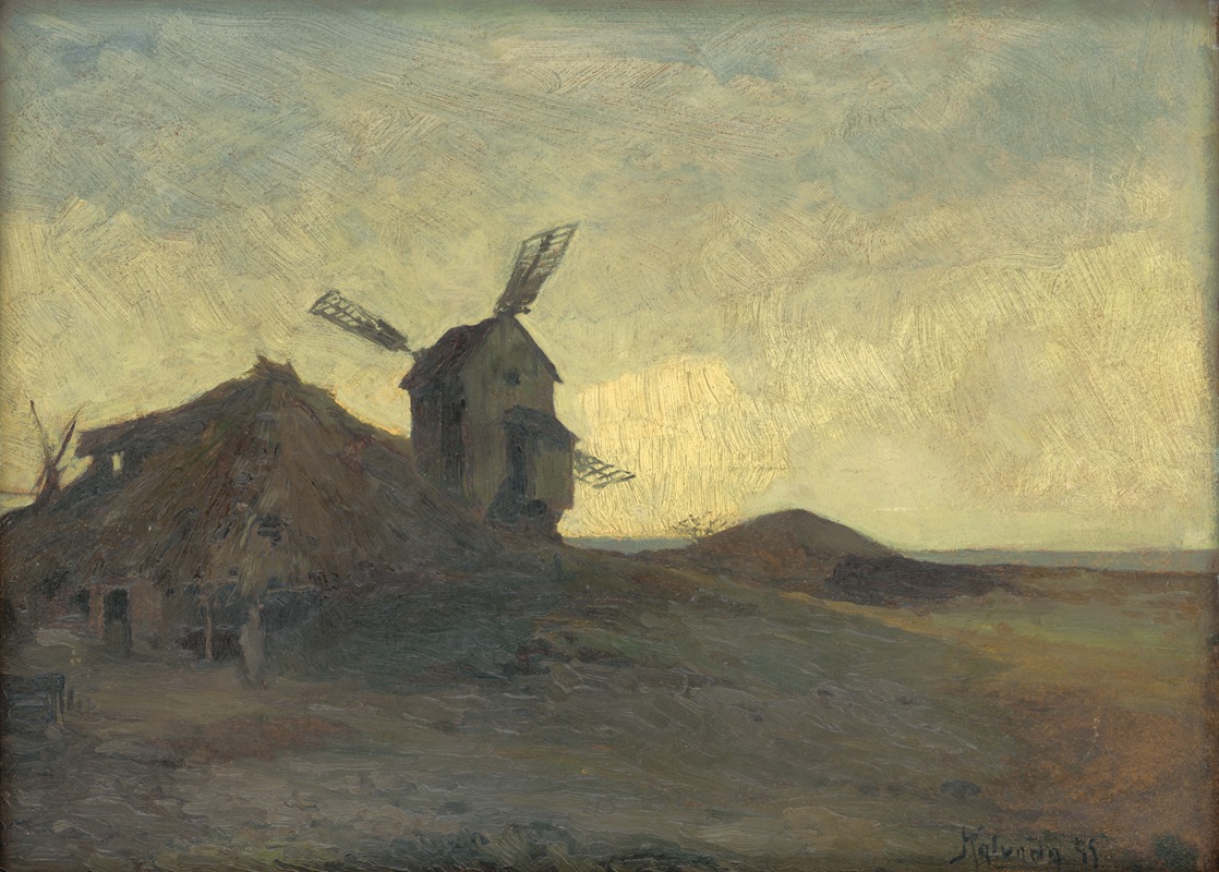 Alois Kalvoda - Landscape With A Windmill