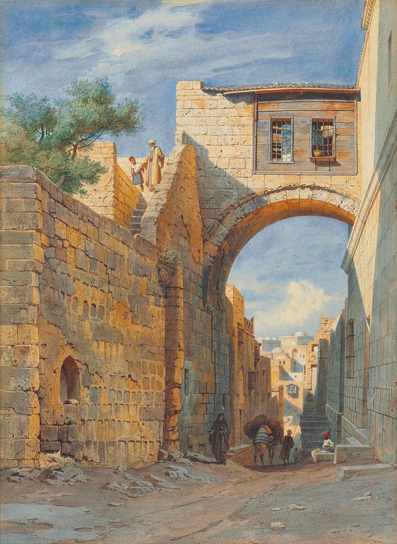 Carl Friedrich Heinrich Werner - Street Scene In Jerusalem