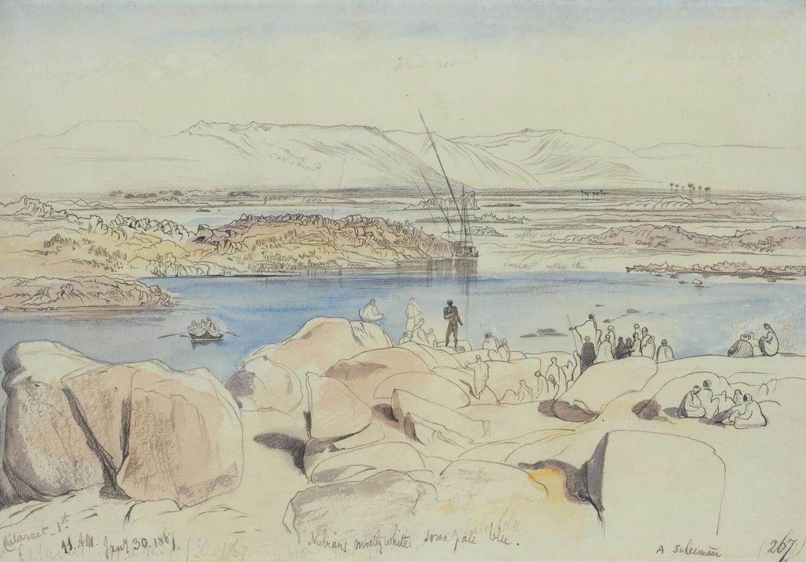 Edward Lear - Nubians At The First Cataract On The Nile At Philae, Egypt