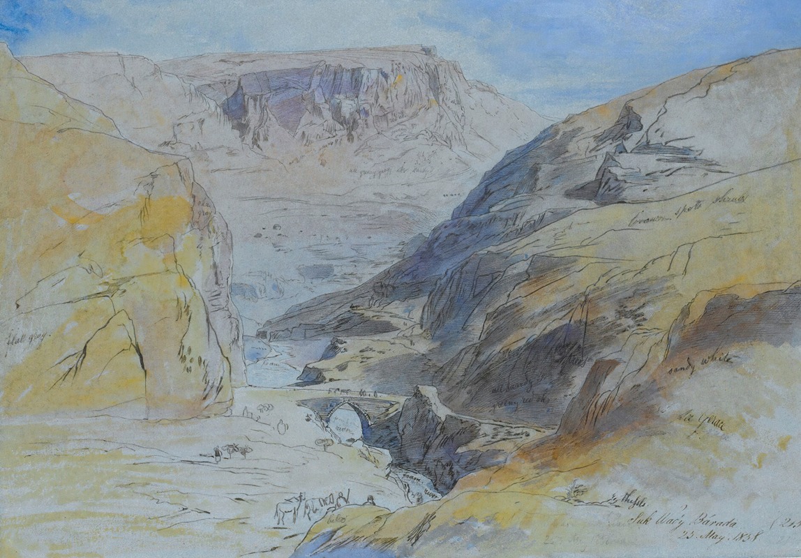 Edward Lear - The Gorge At Suk Wady Barada, Lebanon