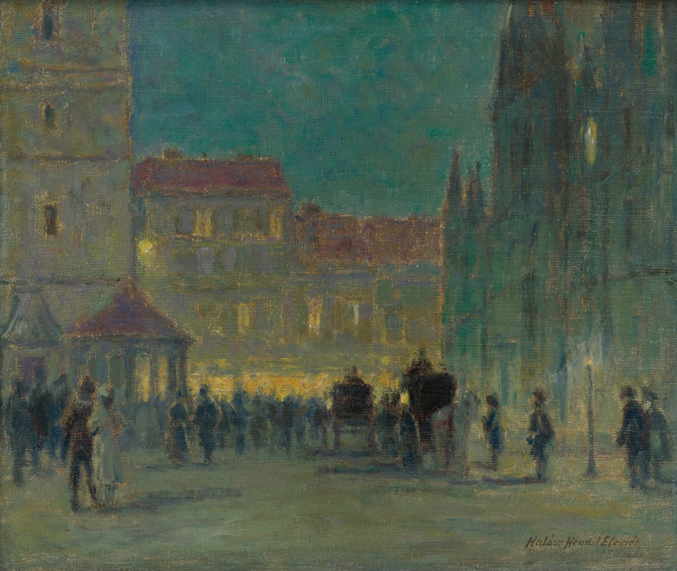 Elemír Halász-Hradil - Evening in front of the St. Elisabeth Cathedral