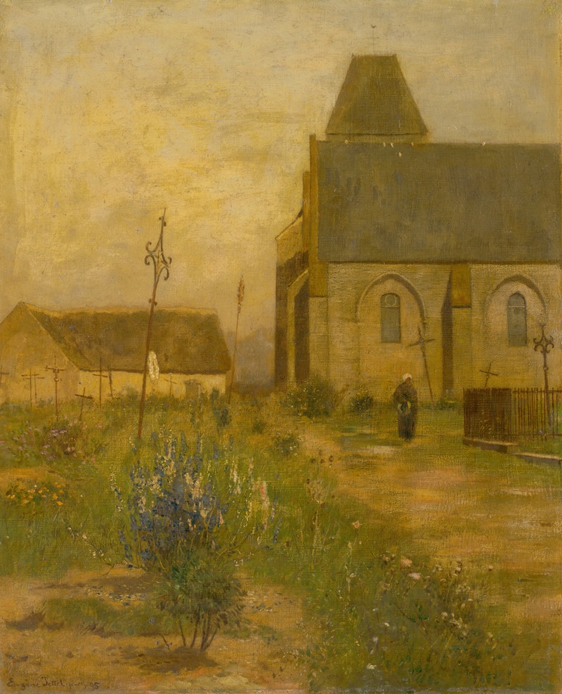 Eugen Jettel - Landscape With A Church And A Graveyard