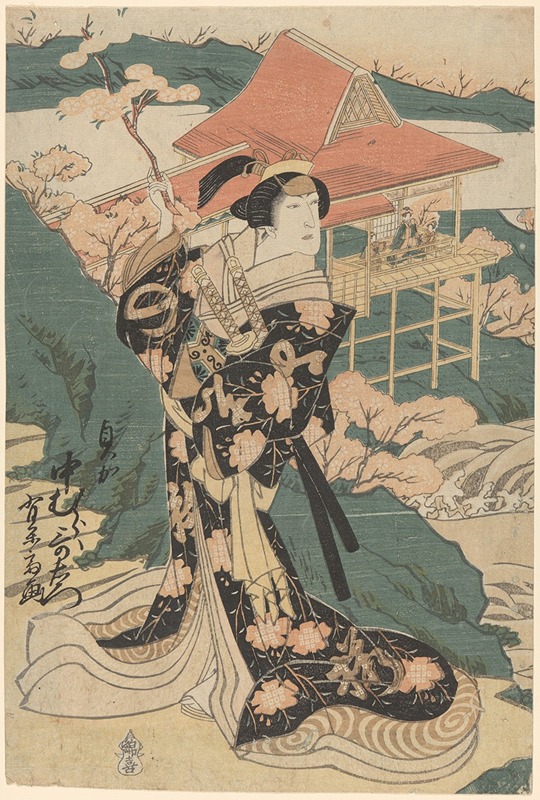Toyokuni Utagawa - Actor Holding Cherry Blossom