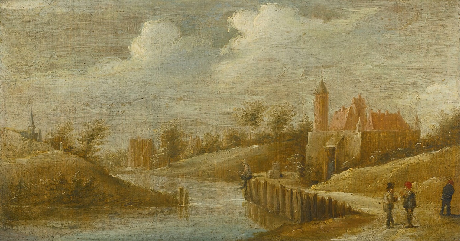 Follower of David Teniers the Younger - A Landscape With A Castle By A Small River