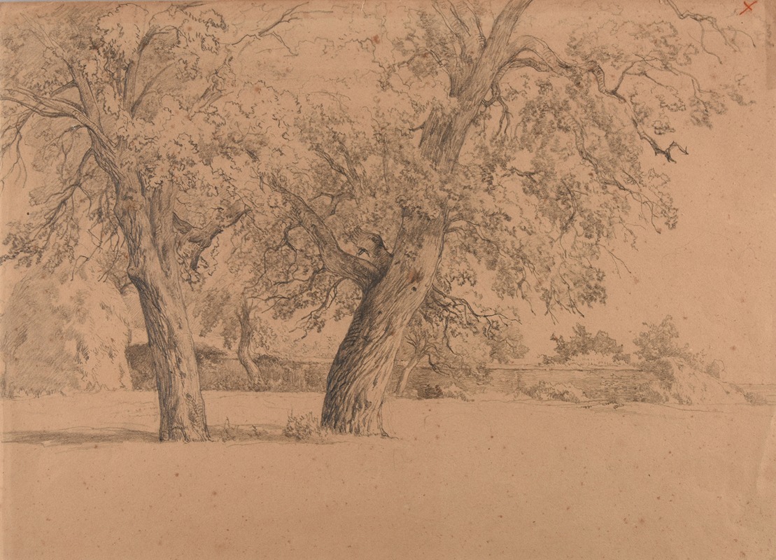 Jacques-Raymond Brascassat - Enclos avec deux arbres