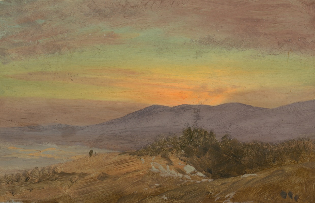 Frederic Edwin Church - Hudson Valley, sunset
