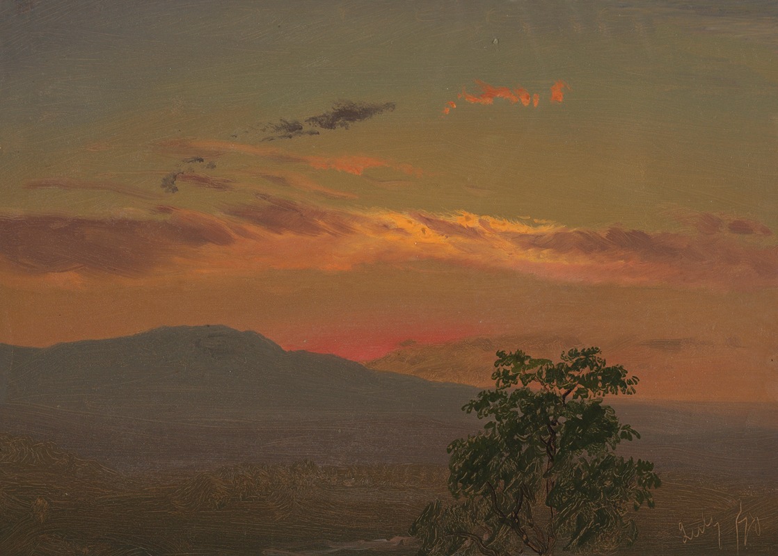Frederic Edwin Church - Landscape at sunset, Hudson, N.Y.
