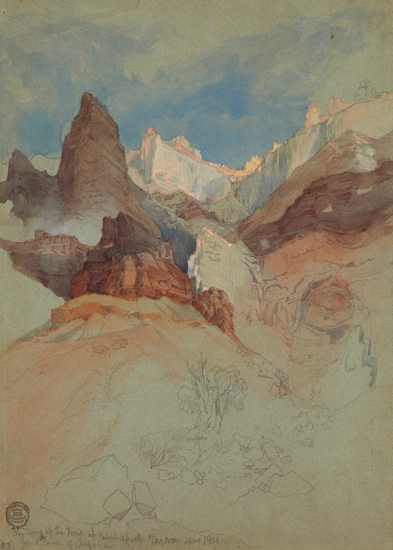 Frederic Edwin Church - Looking up the Trail at Bright Angel, Grand Canyon, Arizona