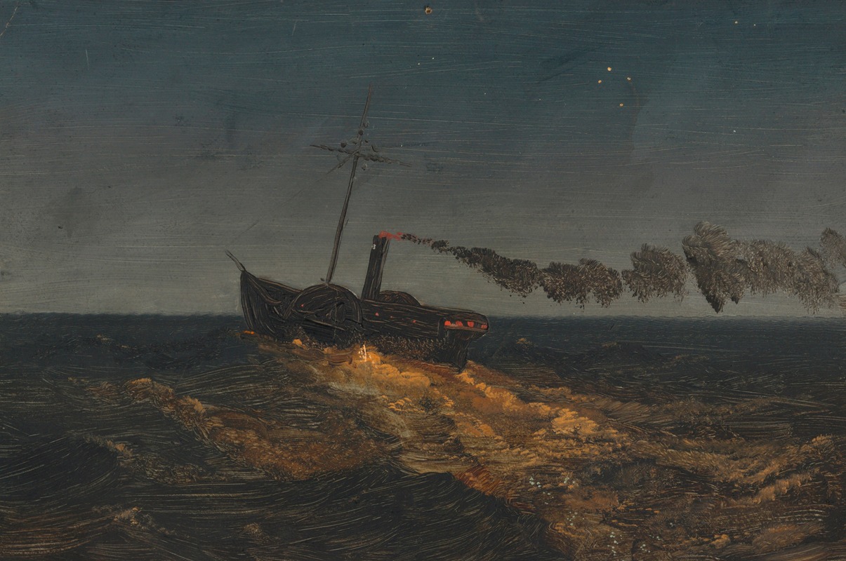 Frederic Edwin Church - Paddle steamer at dusk