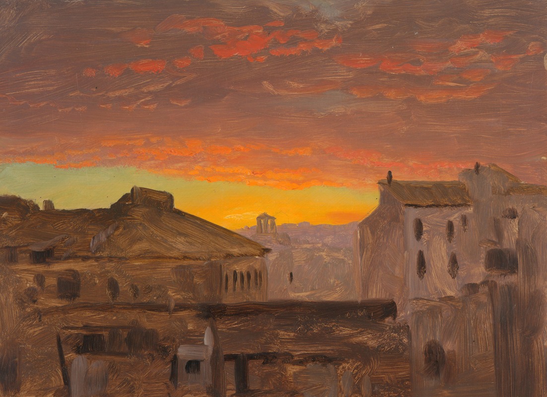 Frederic Edwin Church - Rome, Rooftops at Sunset