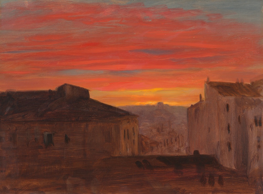 Frederic Edwin Church - Rooftops at Sunset from the Pincio, Rome