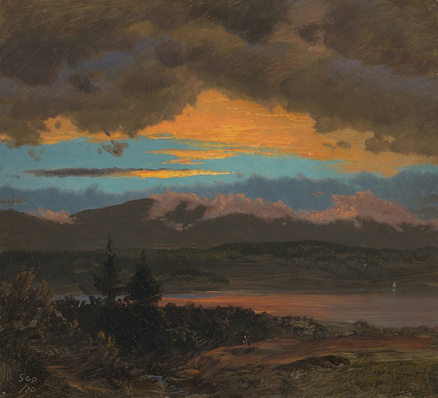 Frederic Edwin Church - Sunset across the Hudson Valley, New York