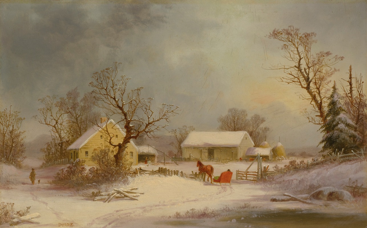 George Henry Durrie - Winter-Time On The Farm