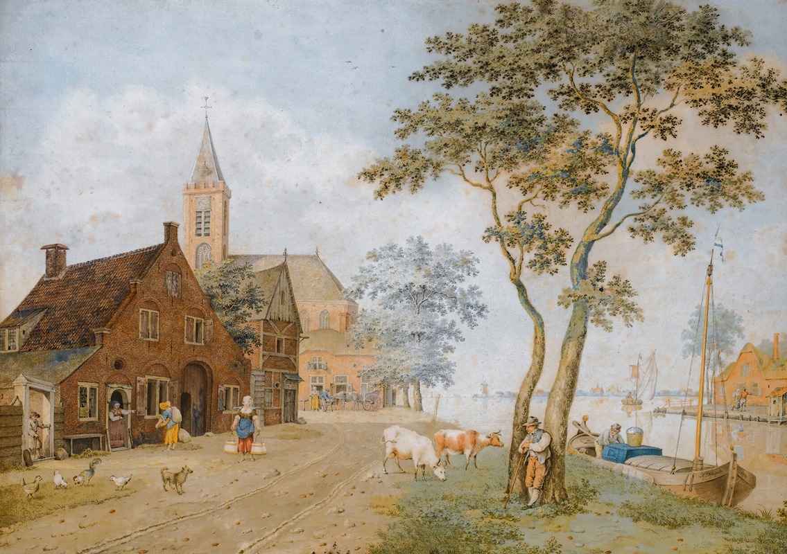 Hermanus Petrus Schouten - A Village By A Wide River