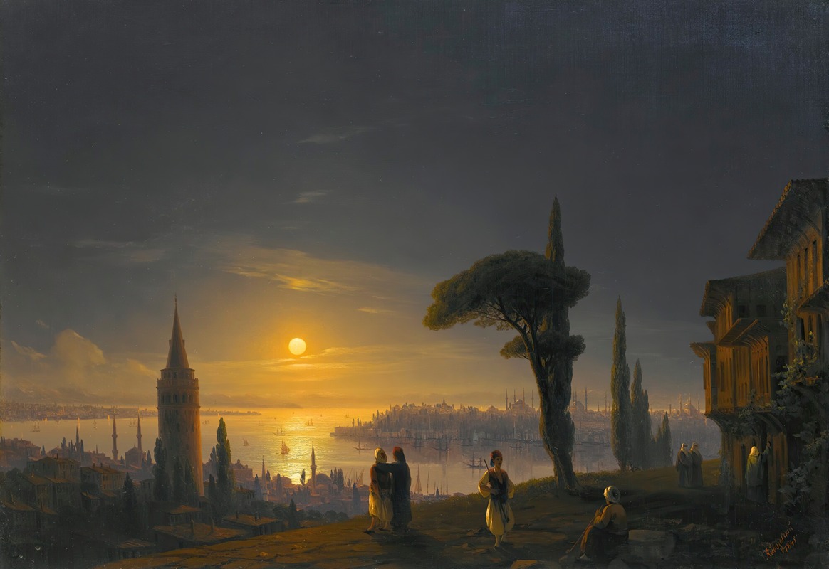 Ivan Konstantinovich Aivazovsky - The Galata Tower By Moonlight