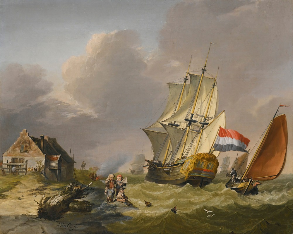 Jan Van Os - Shipping In A Storm Off The Coast