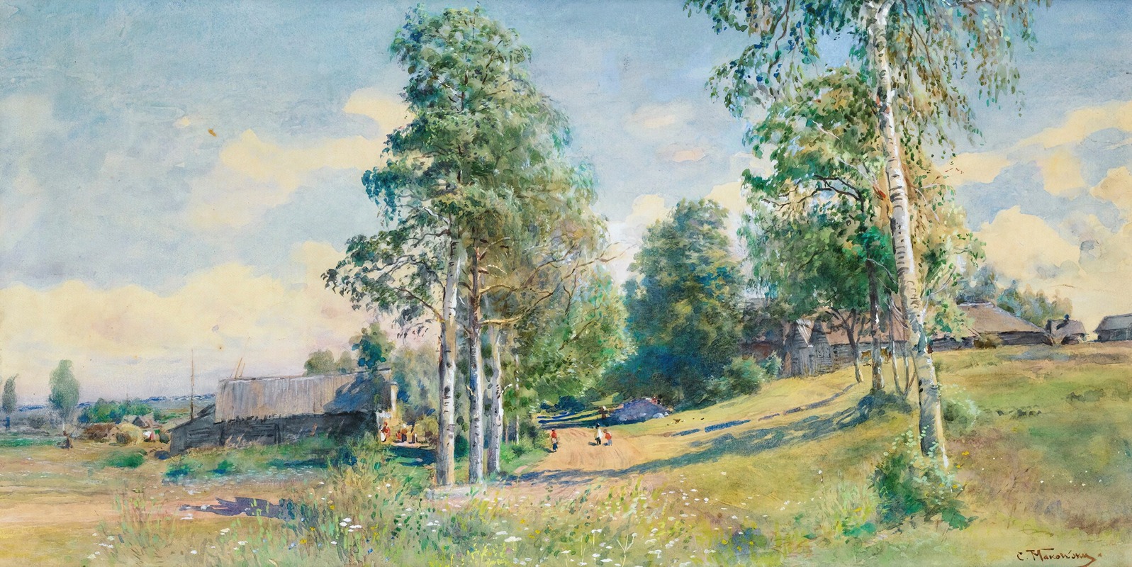 Konstantin Egorovich Makovsky - Russian Village In Spring
