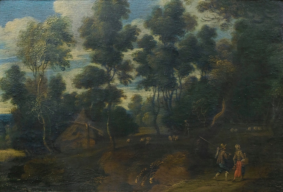 Lucas van Uden - A Landscape With Shepherds On A Path