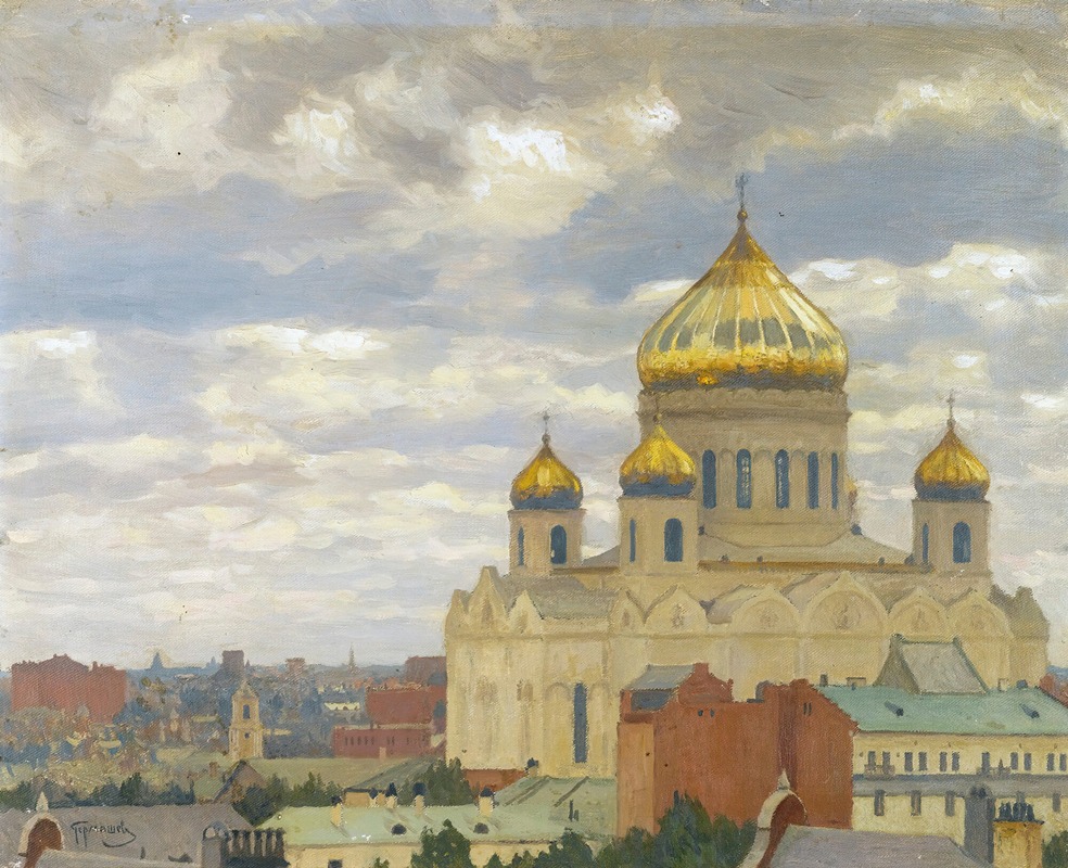 Mikhail Markianovich Germachev - View Of Cathedral Of Christ The Saviour, Moscow