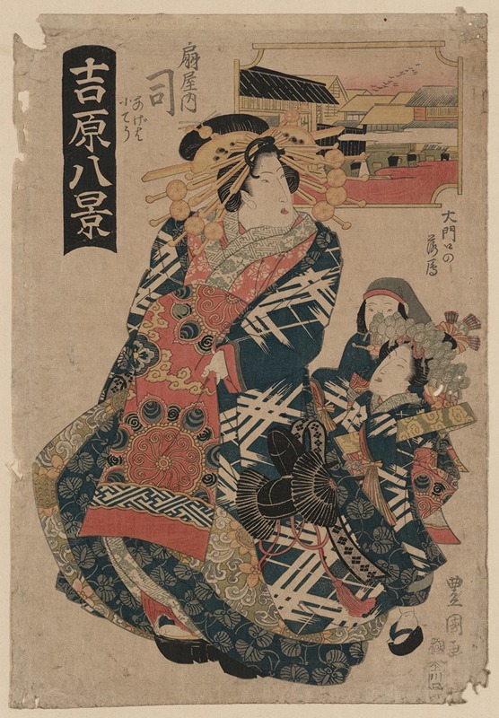 Toyokuni Utagawa - Ōmonguchi no rakugan, ōgiya uchi tsukasa