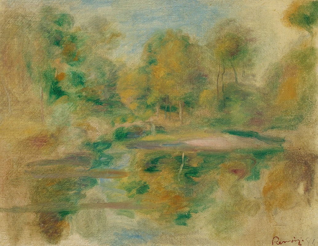 Pierre-Auguste Renoir - Paysage, Étang Et Fond D’arbres