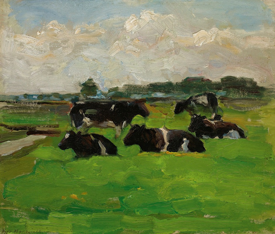 Piet Mondrian - Landscape With Group Of Five Cows