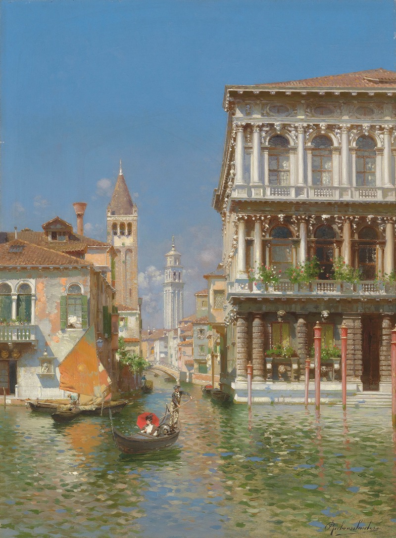 Rubens Santoro - Gondola On The Grand Canal Near Ca’ Rezzonico, Venice
