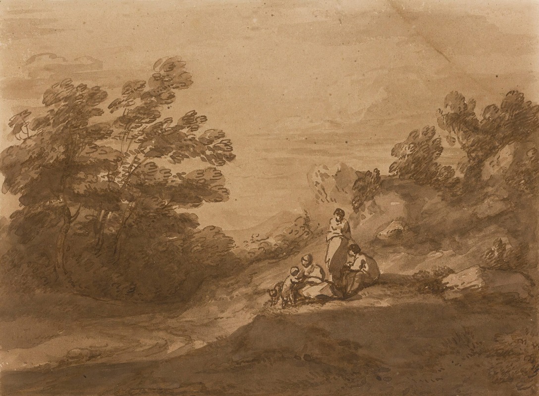 Thomas Gainsborough - Figures Resting In A Woodland Landscape