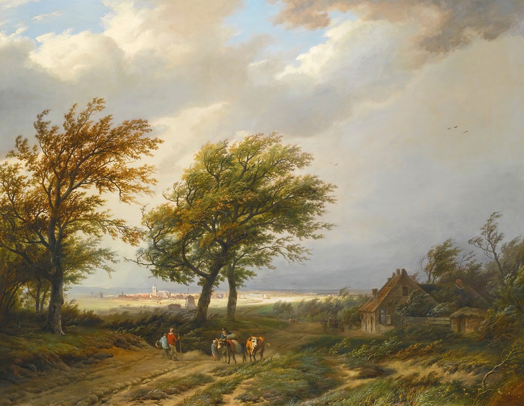 Willem Bodeman - Travellers In A Windswept Landscape