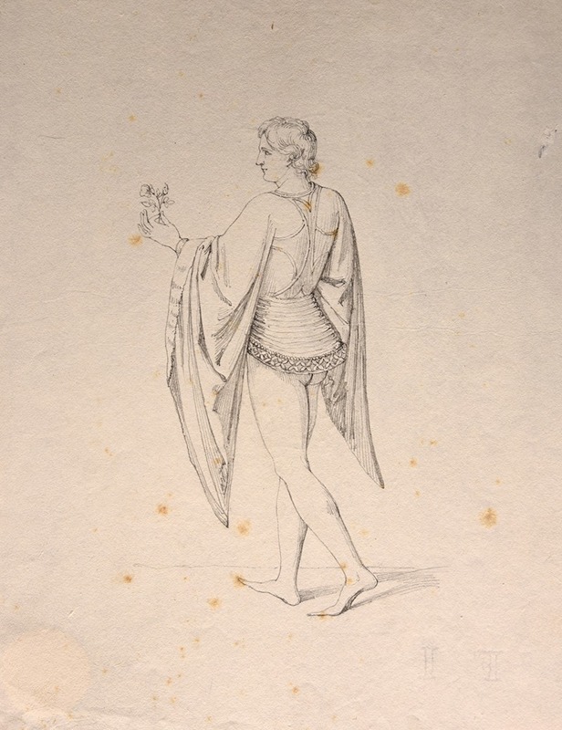 Jacques-Raymond Brascassat - Jeune homme avec fleur en costume XVe s.