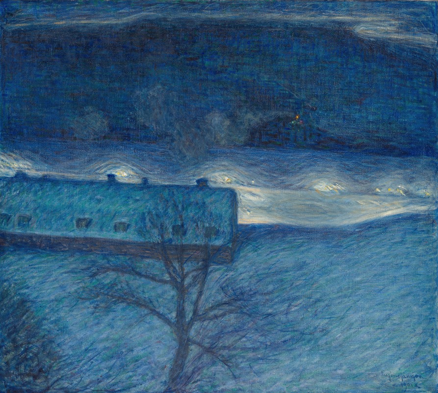 Eugène Jansson - Winter Night on the Quay