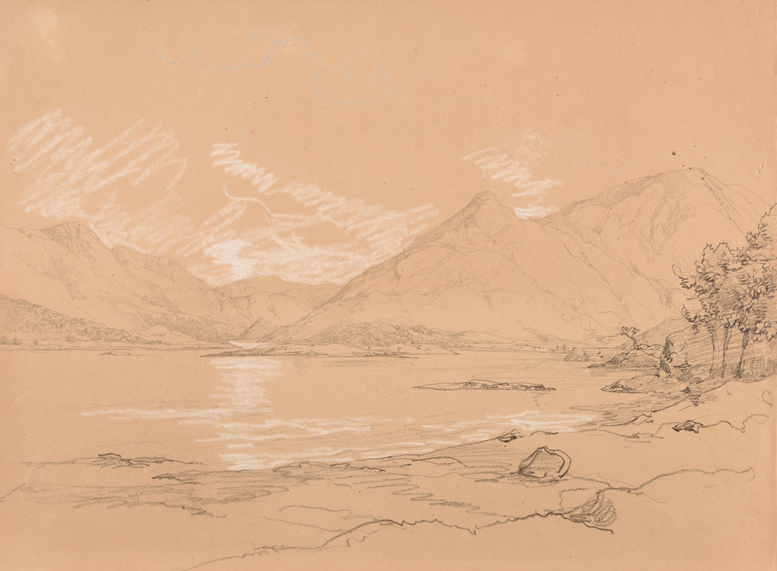 Jacques-Raymond Brascassat - Paysage avec montagne et lac